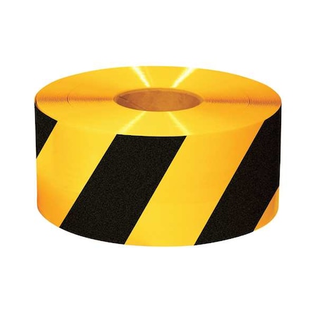 Mighty Line Floor Marking Tape, Rubber, Striped, Black, Yellow, 6 in W. 6RYCHV