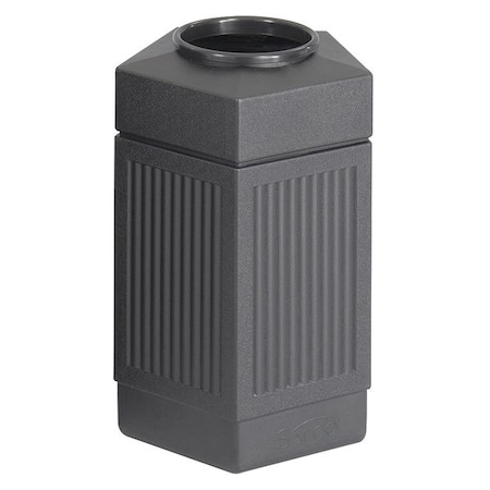Safco Canmeleon 45 gal Pentagon Outdoor Can, Black, None, Plastic, 24 in 9486BL