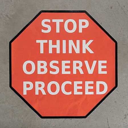 Shieldmark Floor Message Stop Sign, 48 in H, 48 in W, Heavy Duty Industrial Grade Composite, Octagon, STP48WMSG STP48WMSG