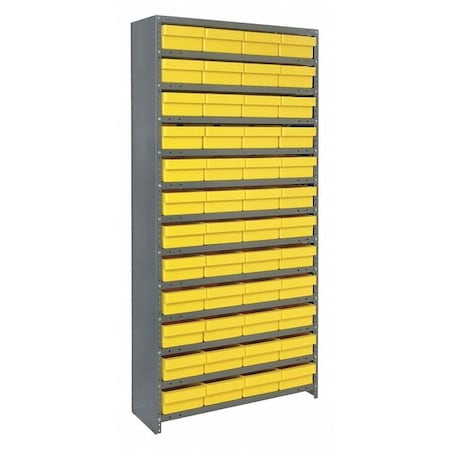 Quantum Storage Systems Steel Enclosed Bin Shelving, 36" W x 75" H x 12" D, 13 Shelves, Gray CL1275-701YL