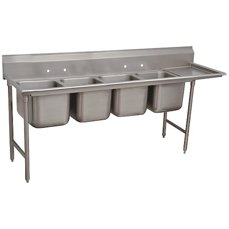 Advance Tabco Scullery Sink 24 in x 24 in, 4, 4, Floor Mount, 18 ga. 304 Stainless Steel 9-44-96-24R