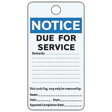 Electromark Notice Tag, Cardstock, 5 3/4 in H x 3 in W, White, Rectangle, 25 PK 5501V0
