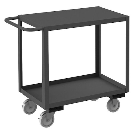 Zoro Select Utility Cart with Lipped & Flush Metal Shelves, Steel, 1,200 lb Load Capacity, 2 Shelves, 38 in L RSC-183235-2-TLD-95