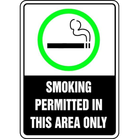 Accuform Smoking Area Sign, 10" H, 7 in W, Plastic, Rectangle, English, MSMK538VP MSMK538VP