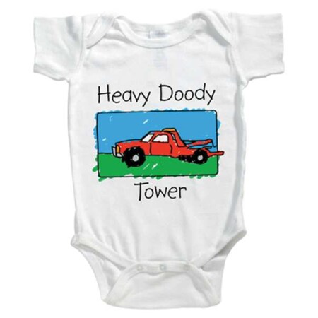 Greek Novelties Youth Heavy Doodie Baby Onezee, 0 Pocket(s), White, One Size (18 Months) 4400WHBYON