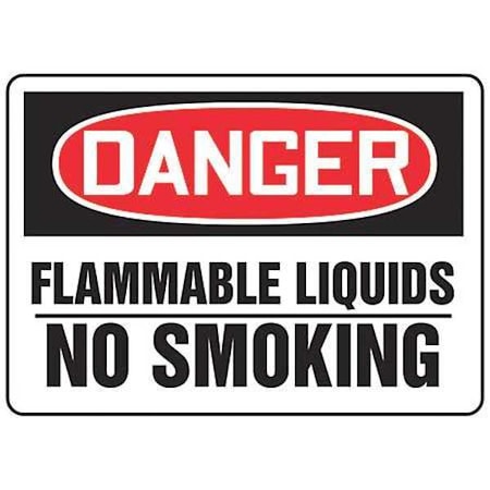 Accuform Danger No Smoking Sign, 10" H, 14 in W, Vinyl, Rectangle, English, MCHL078VS MCHL078VS