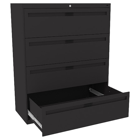 Tennsco 36 in W 4 Drawer Lateral File Cabinet, Black LPL3648L40 BLACK