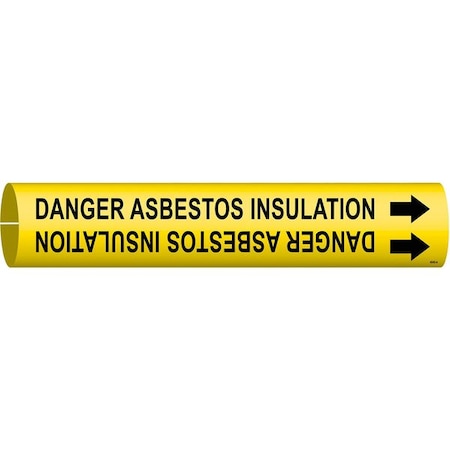 Brady Pipe Marker, Danger Asbestos Insulation, Y, 4045-A 4045-A