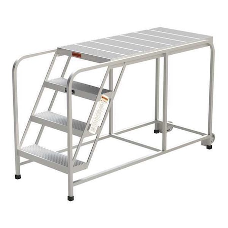 Zoro Select Aluminum Mobile Work Platform, 4 Steps, No Handrails, 48"D Platform, Solid Ribbed Tread A009