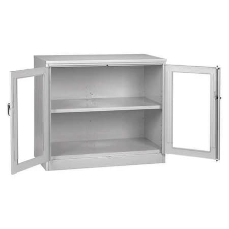 Tennsco Shelving Storage Cabinet, 42 in H, 48 in W, 24 in D, Swing, Keyed, Light Gray, 2 Shelves, 0 Drawers CVDJ2442SU LIGHT GREY