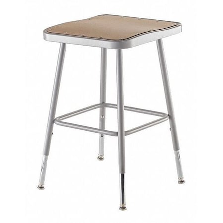 NATIONAL PUBLIC SEATING Square Stool, Height Range 19" to 27", Masonite Board Gray 6318H