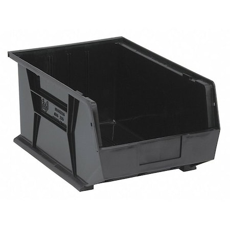 Quantum Storage Systems Hang & Stack Storage Bin, Polypropylene, Black, 8 in H, 11 in W, 16 in L QUS255BK