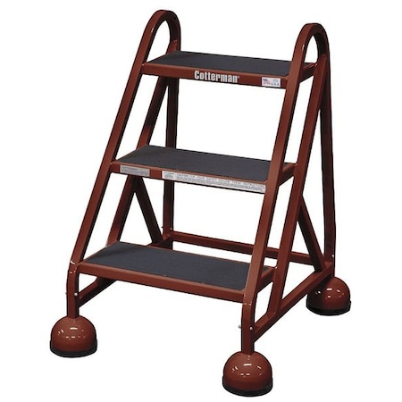 Cotterman Rolling Step, 3 Steps, 31 in Overall Height, Steel, Brown ST-300 A2 C4 P5