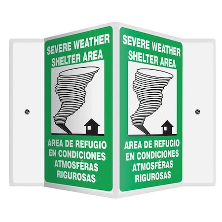 Accuform Emergency Sign, 12 in Height, 14 in Width, Plastic, V-Shaped, English, Spanish SBPSP392