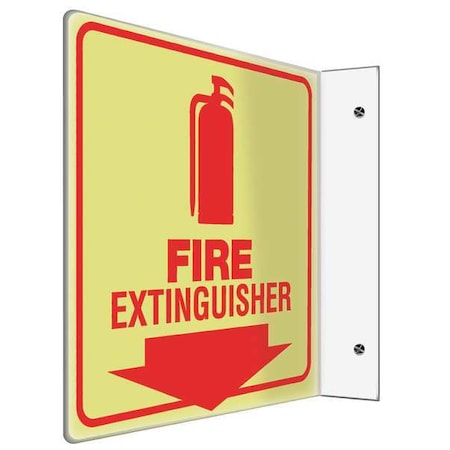 Accuform Fire Extinguisher Sign, 8X8", R/Glow PSP459