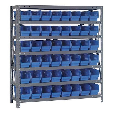 Quantum Storage Systems Steel Bin Shelving, 18 in D x 39 in H x 36 in W, 7 Shelves, Blue 1839-103BL