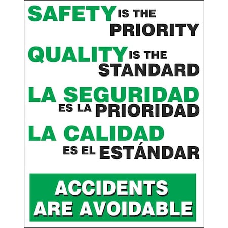 Accuform Safety Scoreboard, 22 in H x, 17 in W, Plastic SP124517L