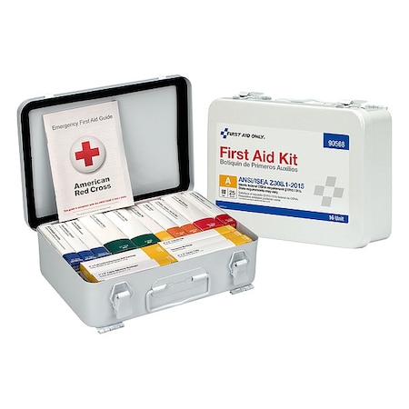 Zoro Select First Aid Kit and Housing, Metal 84 Components, 10 People Served 54763