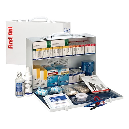 Zoro Select First Aid Kit and Housing, Metal Cabinet, 447 Components, 75 People Served 54765