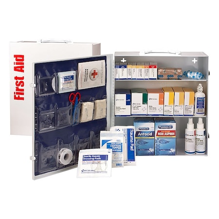 First Aid Only First Aid Kit and Housing, Metal Cabinet, 670 Components, 100 People Served 91339