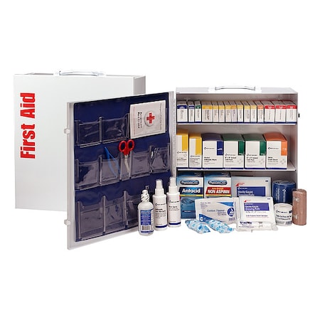 Zoro Select First Aid Kit and Housing, Metal Cabinet, 676 Components, 100 People Served 54766