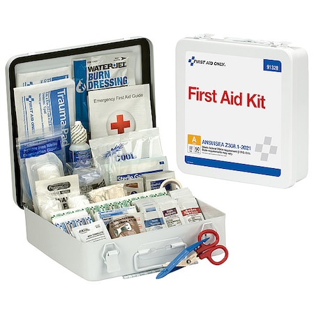 First Aid Only First Aid Kit and Housing, Metal 184 Components, 50 People Served 91328