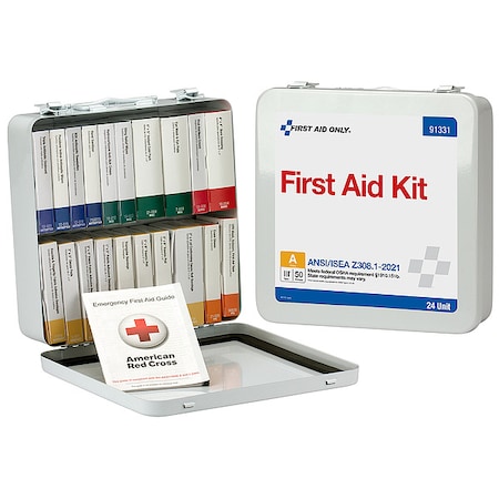 First Aid Only First Aid Kit and Housing, Metal 130 Components, 50 People Served 91331
