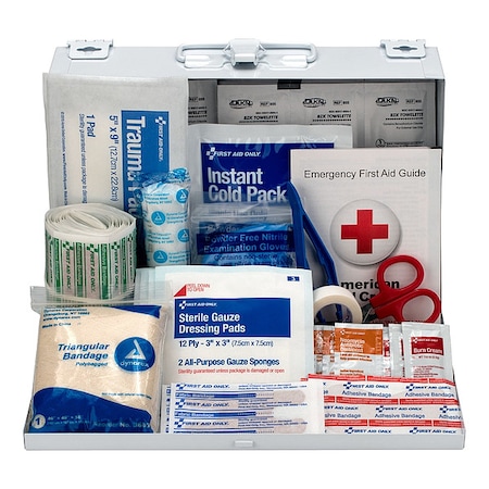 FIRST AID ONLY Contractor's First Aid Kit, Serves 25 People, 179 Components, Metal Case 9302-25M