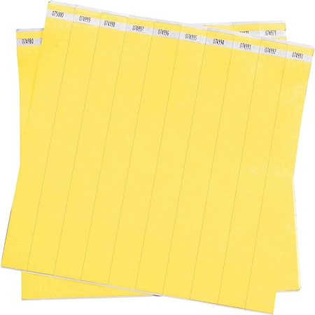 Brady ID Wristband, Polyethylene, 1 in W, Yellow, 500 PK 95099