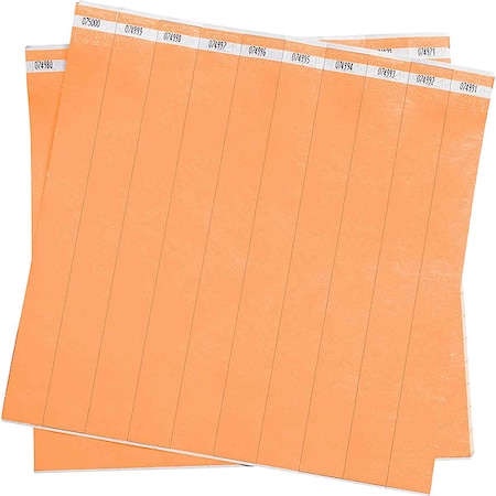 Brady ID Wristband, Polyethylene, 1 in W, Orange, 500 PK 95102