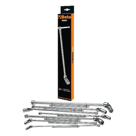 Beta 952/S7 Set of 7 Sliding T-Handle Wrenches, 6-Point Swivel Socket, Metric 8mm-19 mm 952/S7