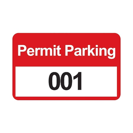 Brady Parking Permits, Bumper, Wht/Red, PK100 95208