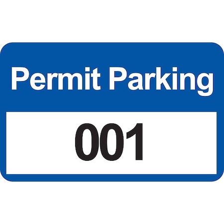 Brady Parking Permits, Bumper, Wht/Blue, PK100 95207
