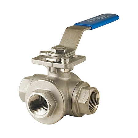 Bonomi 1/4" NPT Stainless Steel Ball Valve 3-Way 956N-1/4"