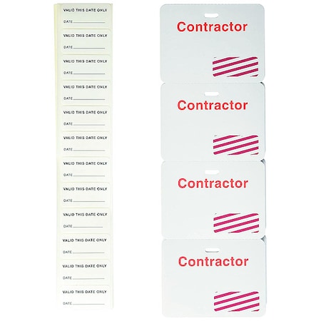 Brady Card Clip On Badge, Paper, 3 in W, Red, 500 PK 95641