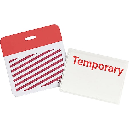 Brady Card Clip On Badge, Vinyl, 3 in W, Red, 500 PK 95663