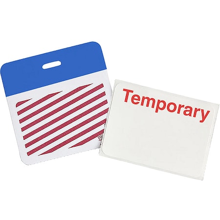 Brady Card Clip On Badge, Vinyl, 3 in W, Blue, 500 PK 95664