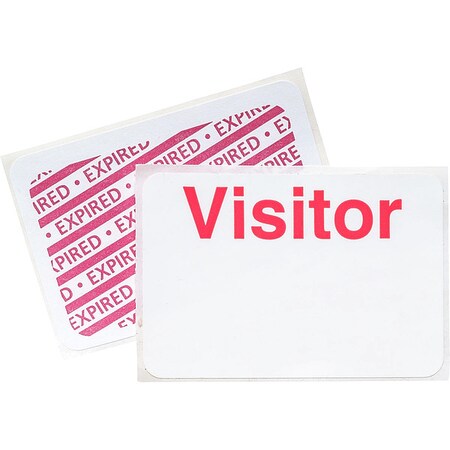 Brady Visitor Badge, Vinyl, 2 in W, Red, 500 PK 95673