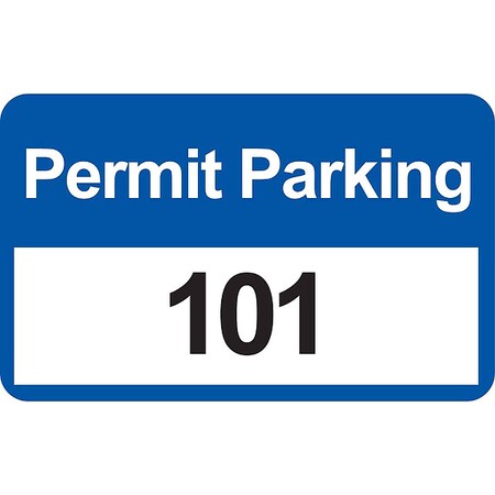 Brady Parking Permits, Bumper, Wht/Blue, PK100 96246