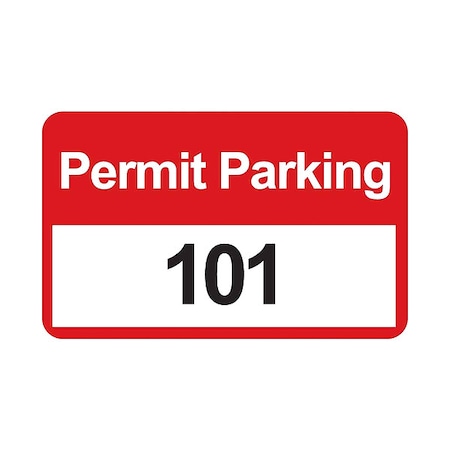 Brady Parking Permits, Bumper, Wht/Red, PK100 96250