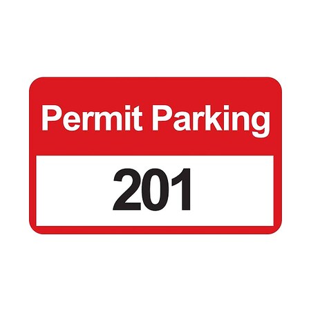 Brady Parking Permits, Bumper, Wht/Red, PK100 96251