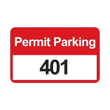 Brady Parking Permits, Bumper, Wht/Red, PK100 96253