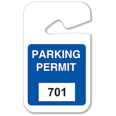 Brady Parking Permits, Rearview, 701-800, Wht/Blu, PK100 96268