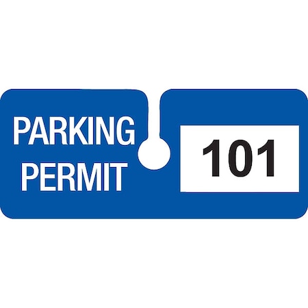 Brady Parking Permits, Rearview, Wht/Blue, PK100 96280