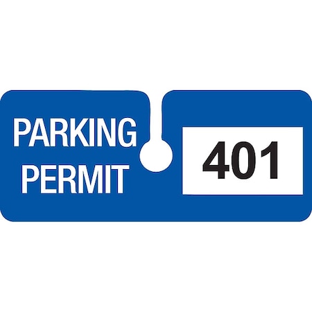 Brady Parking Permits, Rearview, Wht/Blue, PK100 96283
