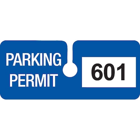 Brady Parking Permits, Rearview, Wht/Blue, PK100 96285