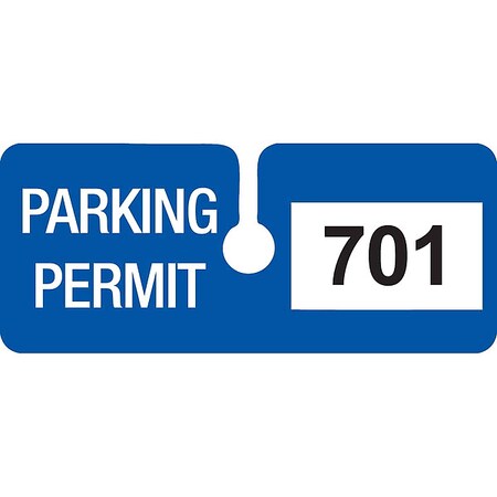Brady Parking Permits, Rearview, Wht/Blue, PK100 96286
