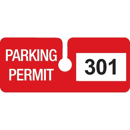 Brady Parking Permits, Rearview, Wht/Red, PK100 96291