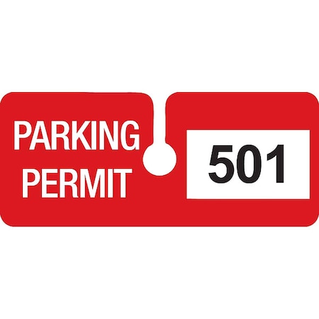 Brady Parking Permits, Rearview, Wht/Red, PK100 96293