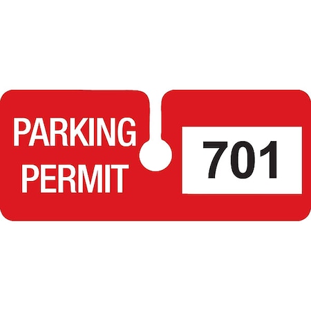 Brady Parking Permits, Rearview, Wht/Red, PK100 96295